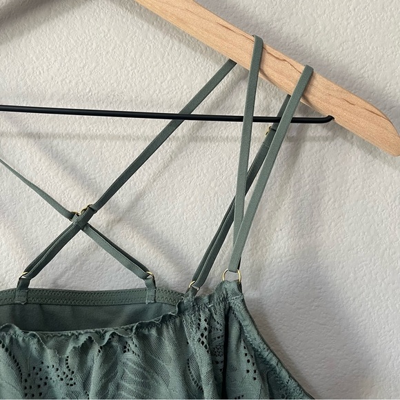 Aerie NWOT Sage Green Lace Coquette Strappy Bralette Size Large - Picture 3 of 7